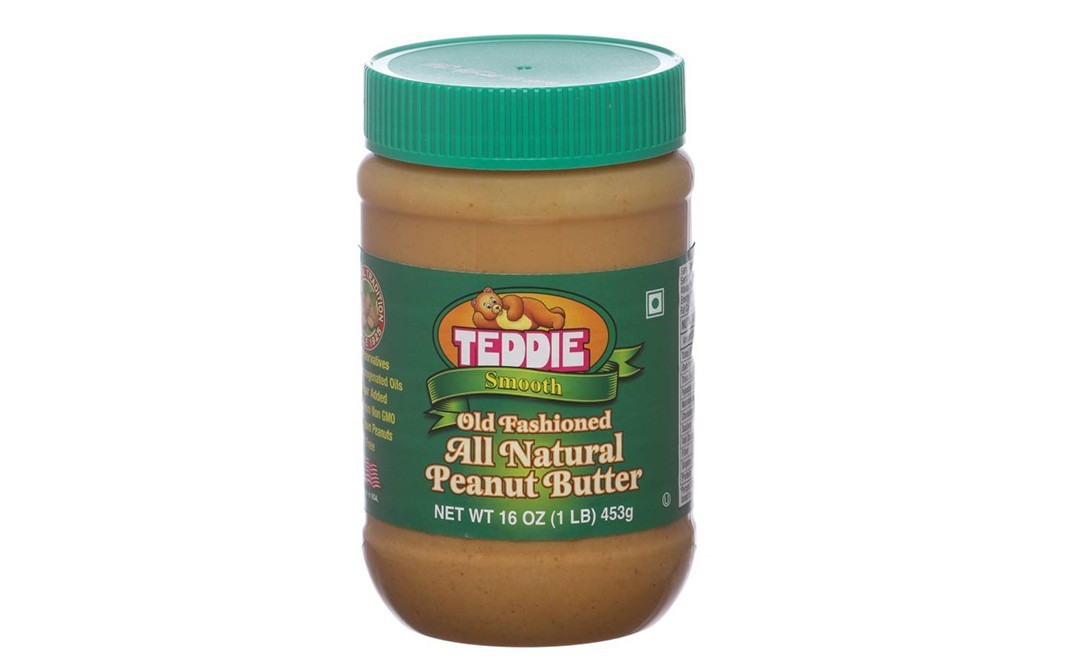 Teddie Smooth Old Fashioned All Natural Peanut Butter   Plastic Jar  453 grams